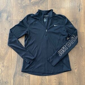 Nike Dri-FIT 1/4 Zip Running Top Women’s Large Black Pullover 813936-010